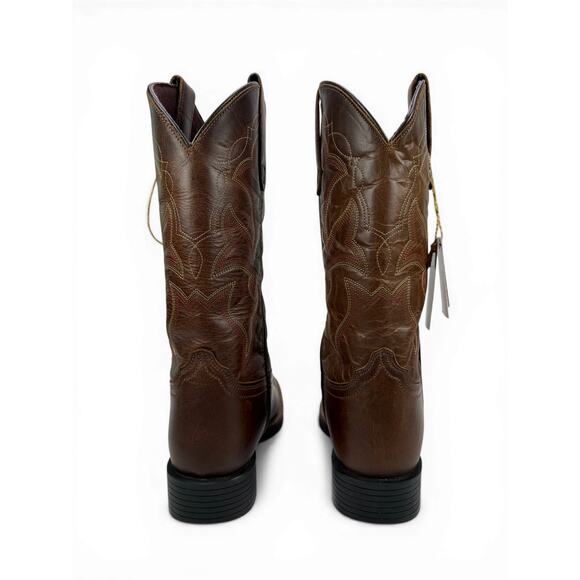 Roper Monterey Western Cowboy Boots Mens 7 D Brown Leather Square Toe Pull‎ On main image 6